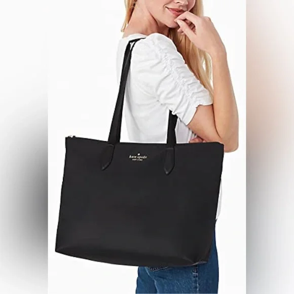 Kate Spade New York Mel Packable Nylon Tote with detachable wristlet - Black - Picture 6 of 7